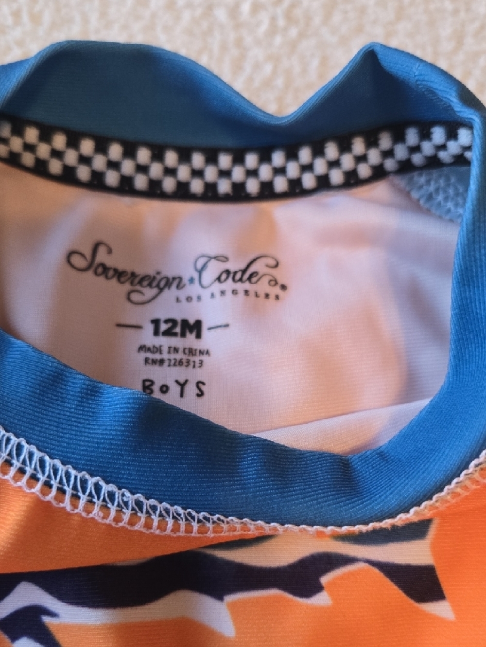 Sovereign Code Orange & Blue Shark Swim Rashguard Set - Picture 2 of 3